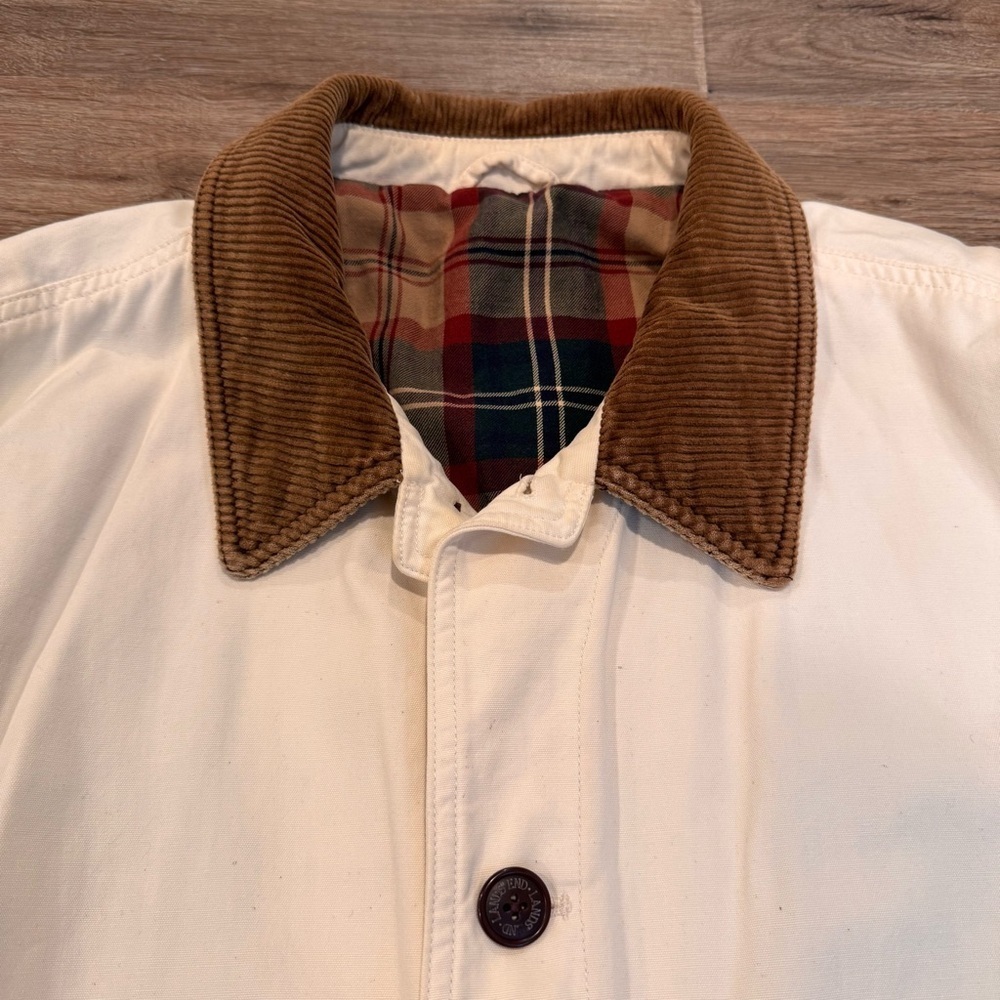 Vintage Lands End Jacket Mens Button Close Canvas Flannel Lined Collar Vtg XL - Picture 2 of 7